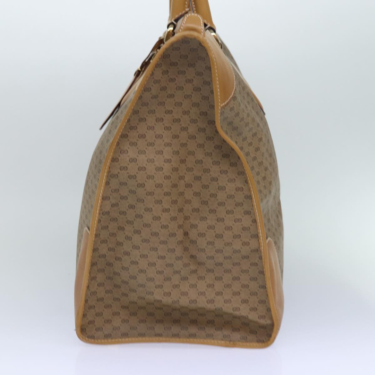 GUCCI Micro GG Canvas Boston Bag PVC Leather Beige ep5159