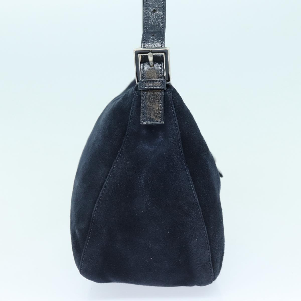 FENDI Mamma Baguette Shoulder Bag Suede Navy Silver ep5217
