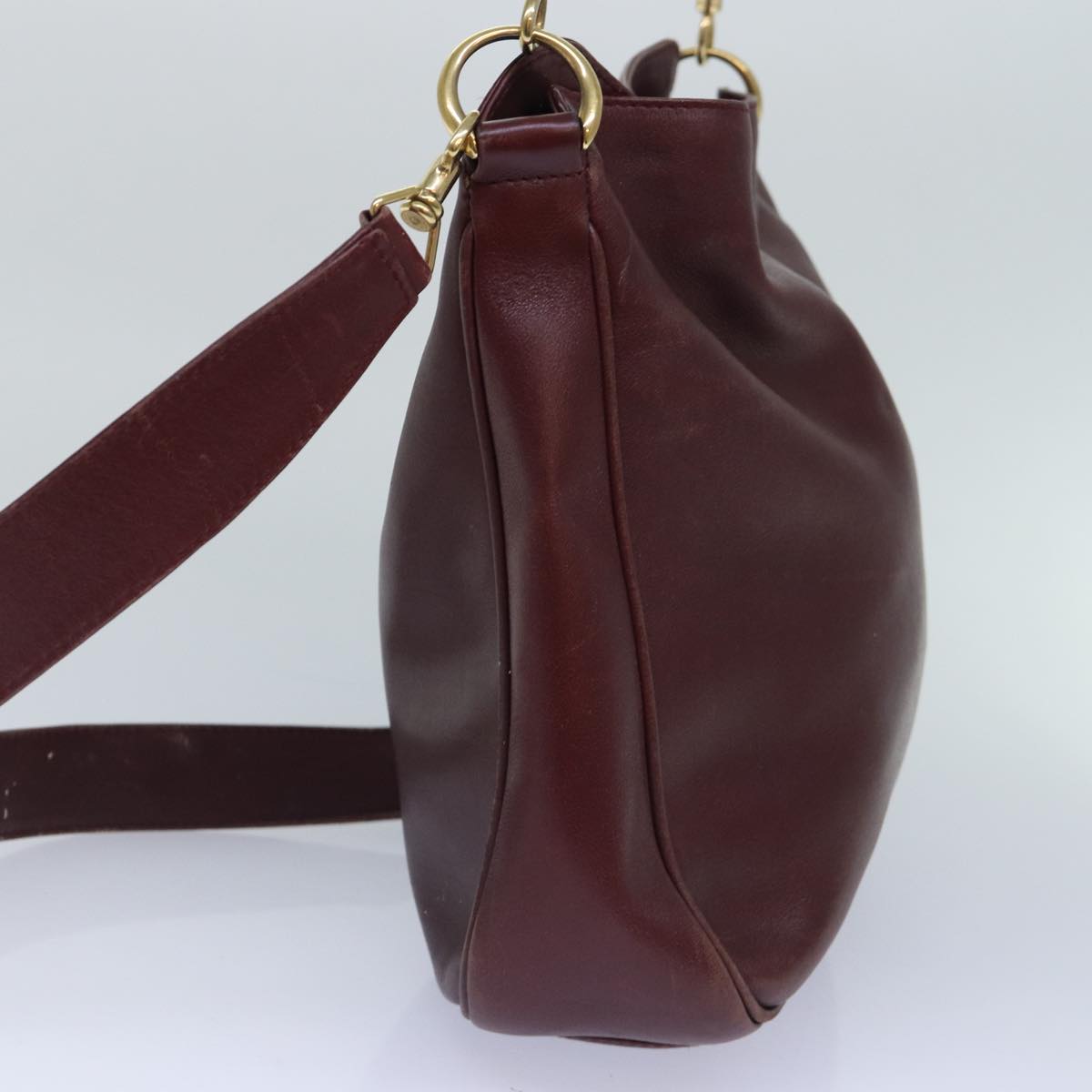 GUCCI Bamboo Hand Bag Leather 2way Wine Red Gold 001 1638 2615 ep5227