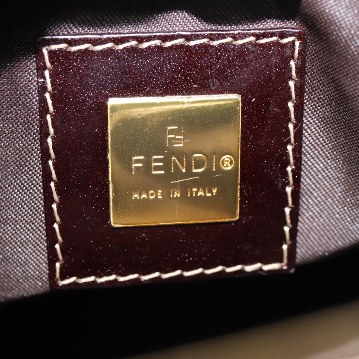 FENDI Zucchino Canvas Hand Bag Brown Gold ep5232