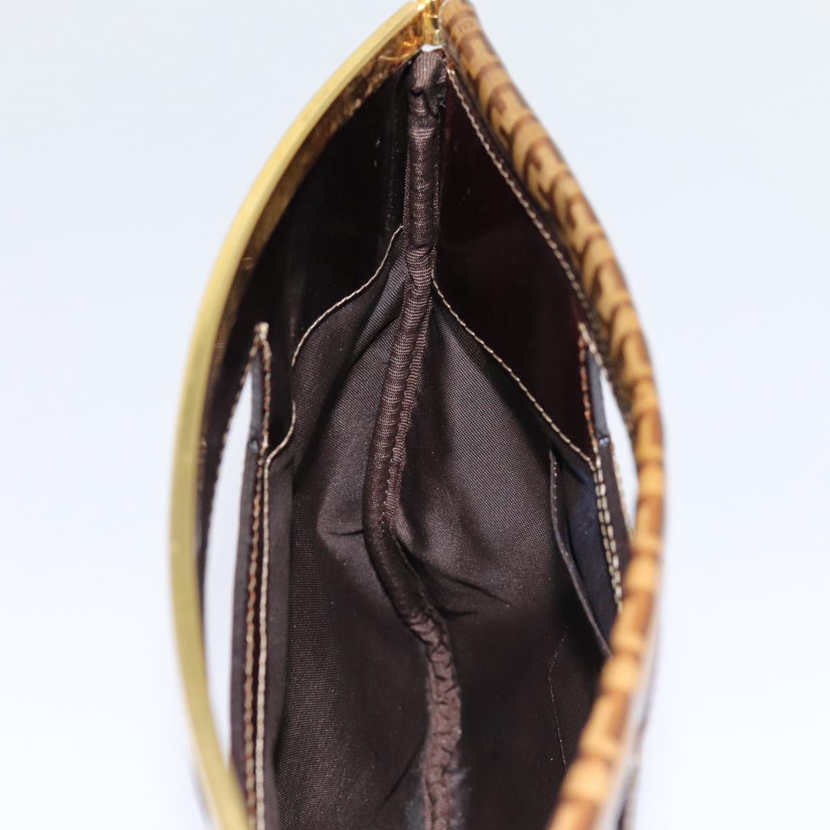FENDI Zucchino Canvas Hand Bag Brown Gold ep5232