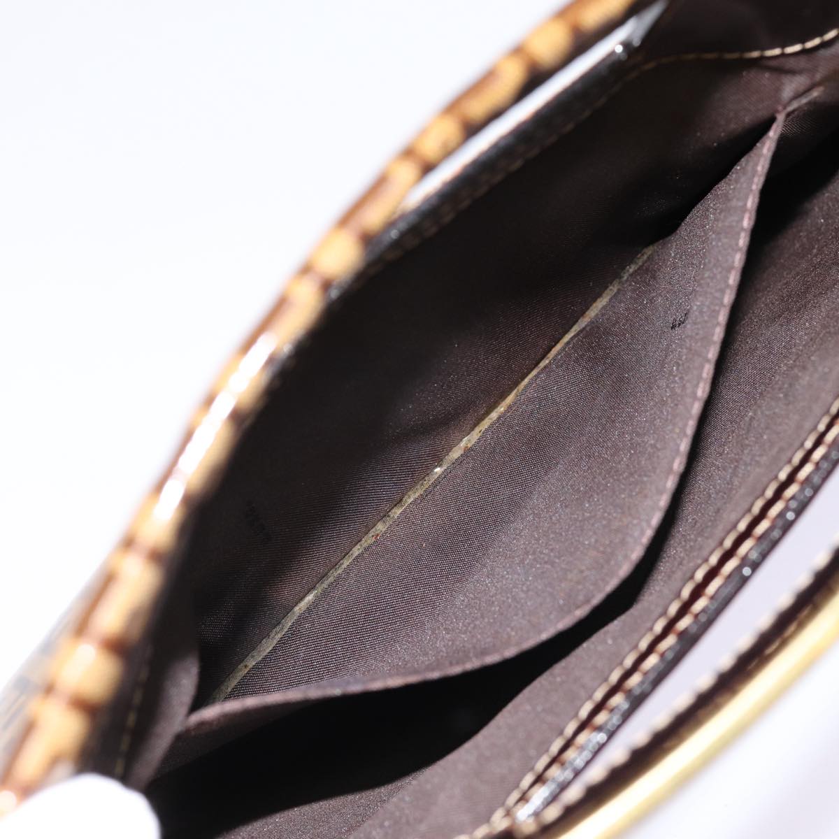 FENDI Zucchino Canvas Hand Bag Brown Gold ep5232