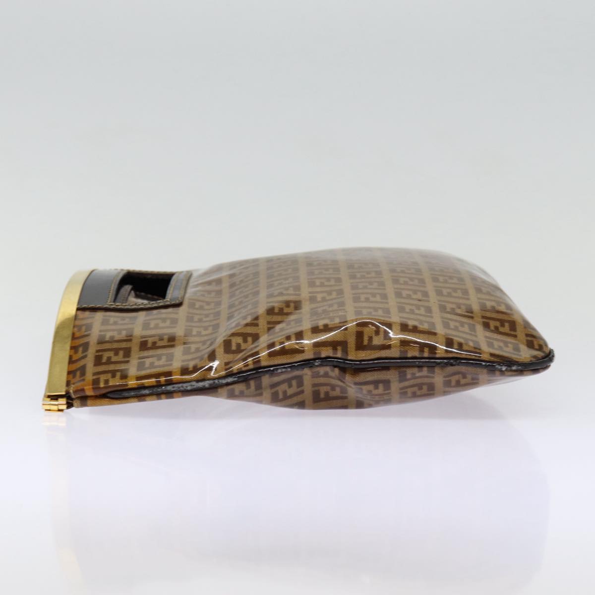 FENDI Zucchino Canvas Hand Bag Brown Gold ep5232