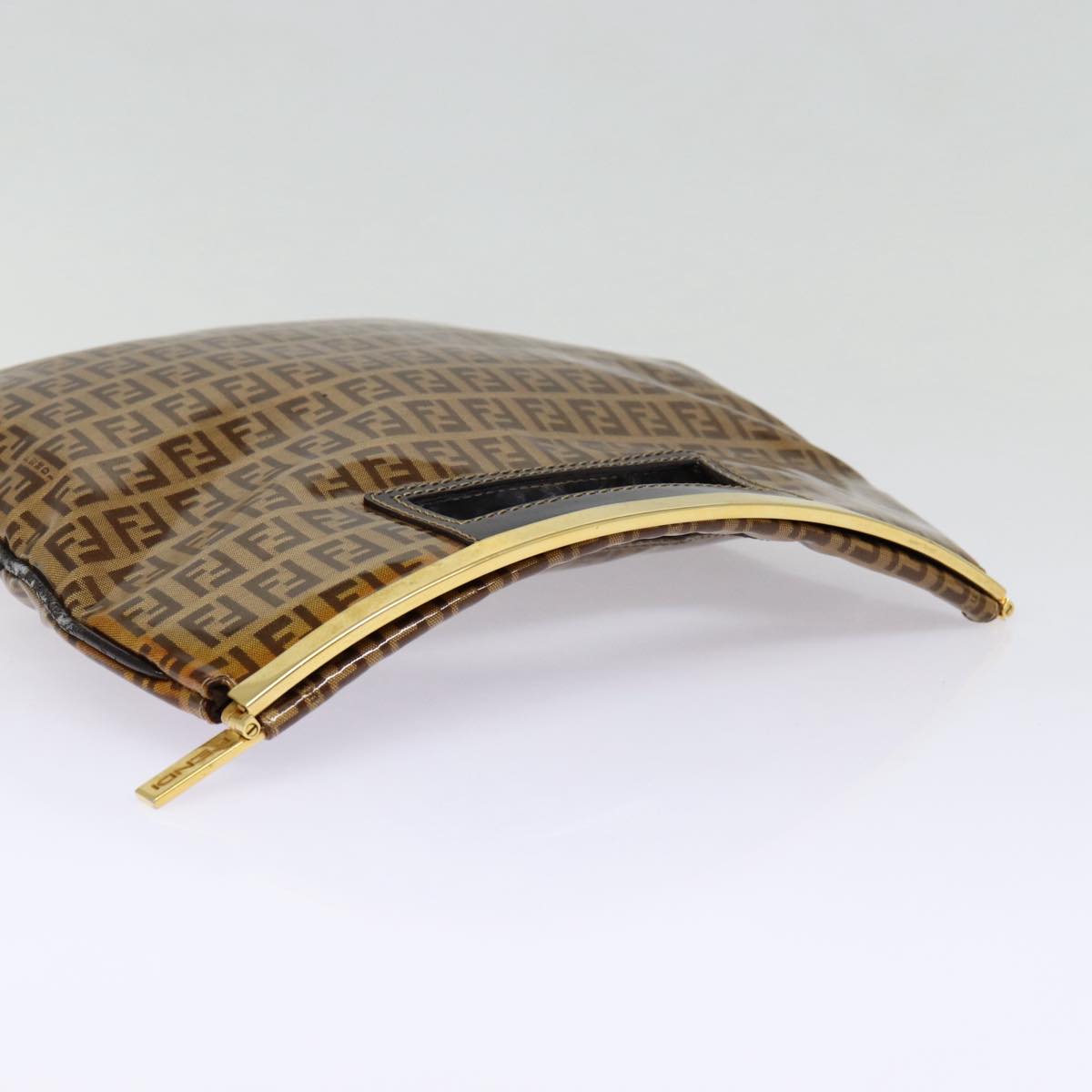FENDI Zucchino Canvas Hand Bag Brown Gold ep5232