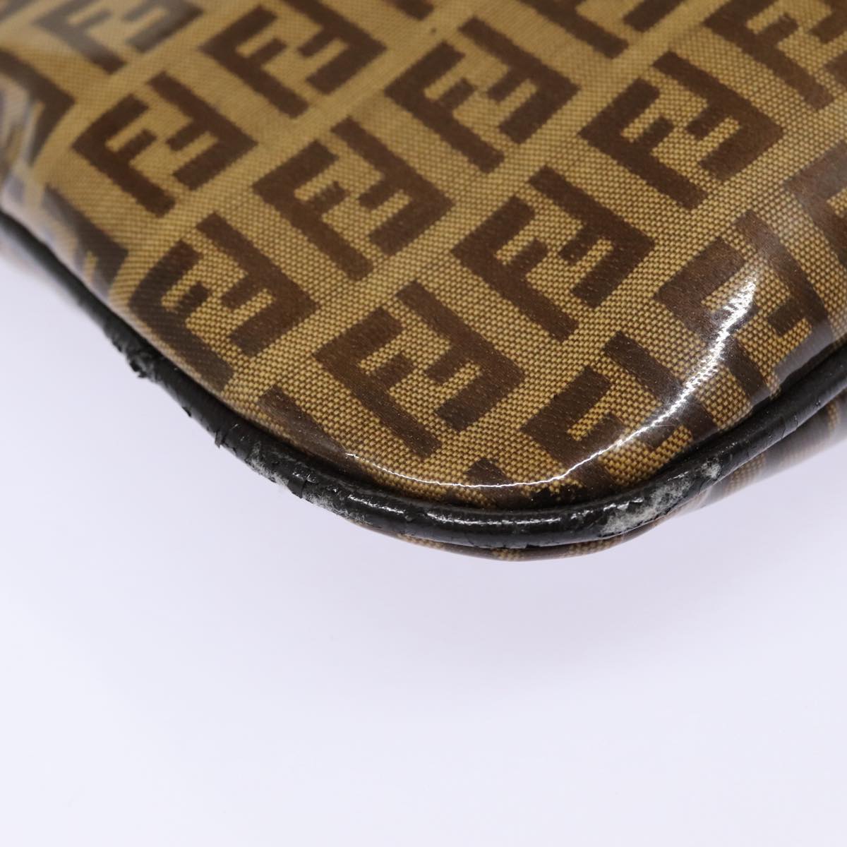 FENDI Zucchino Canvas Hand Bag Brown Gold ep5232