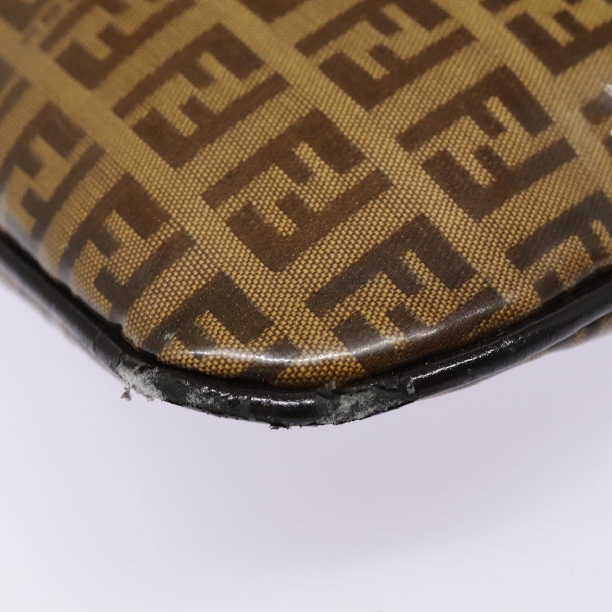 FENDI Zucchino Canvas Hand Bag Brown Gold ep5232