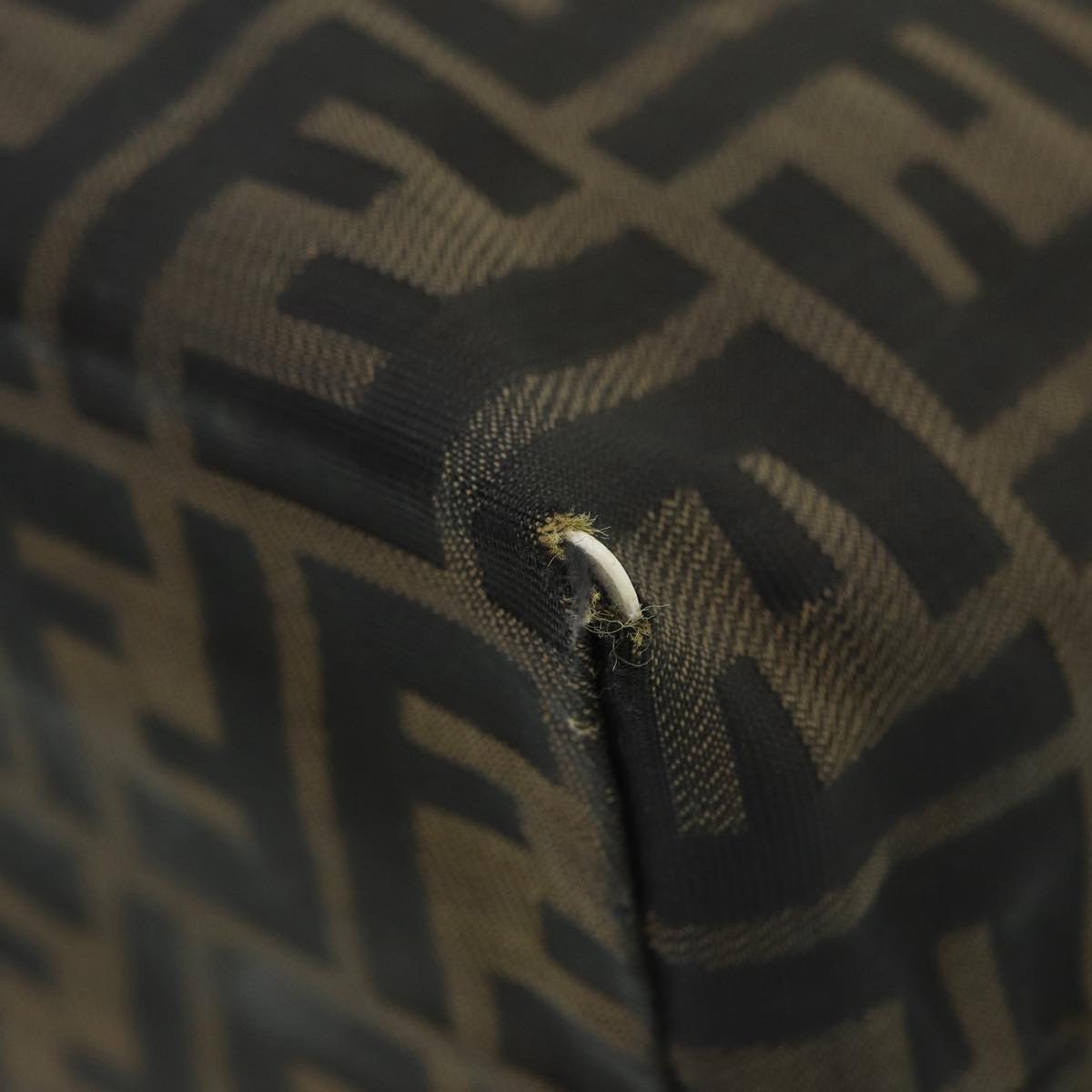 FENDI Zucca Canvas Hand Bag Brown Black Silver ep5241