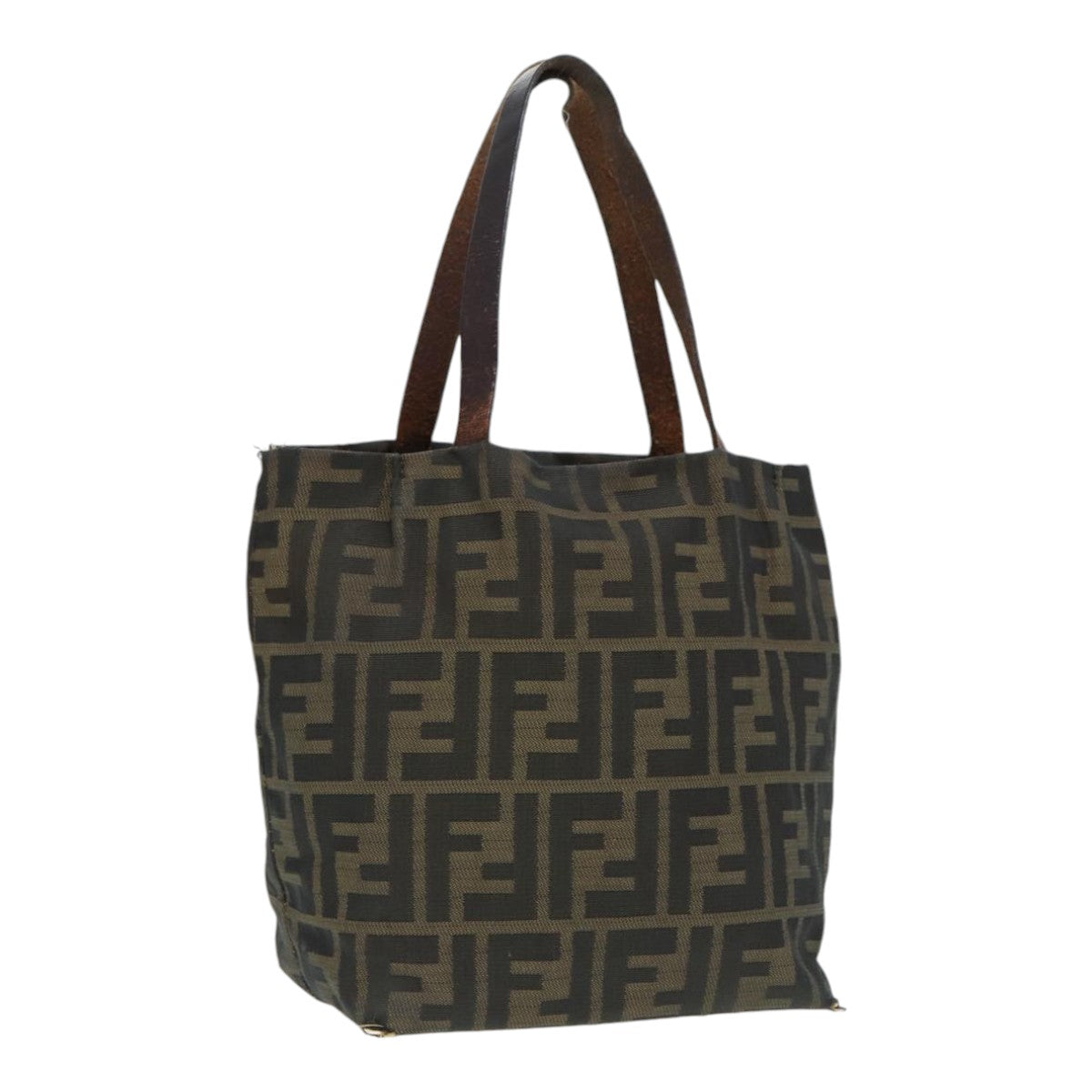 FENDI Zucca Canvas Hand Bag Brown Black Silver ep5241