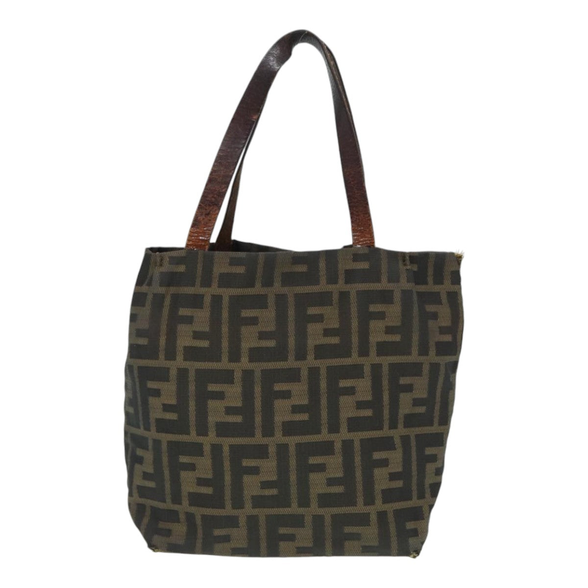 FENDI Zucca Canvas Hand Bag Brown Black Silver ep5241