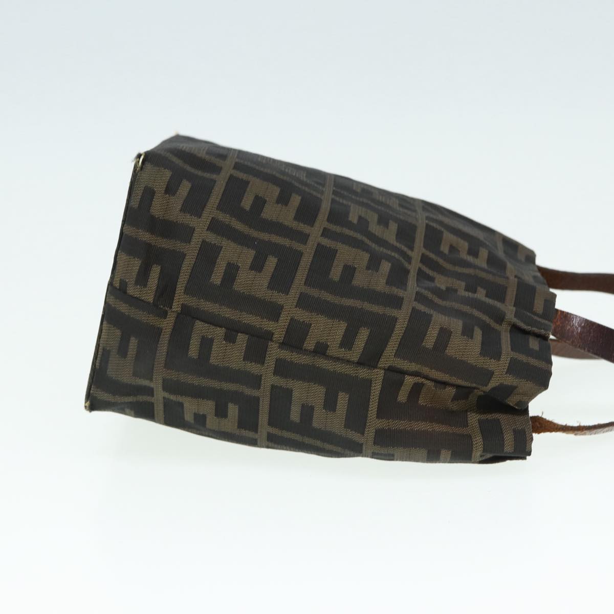 FENDI Zucca Canvas Hand Bag Brown Black Silver ep5241