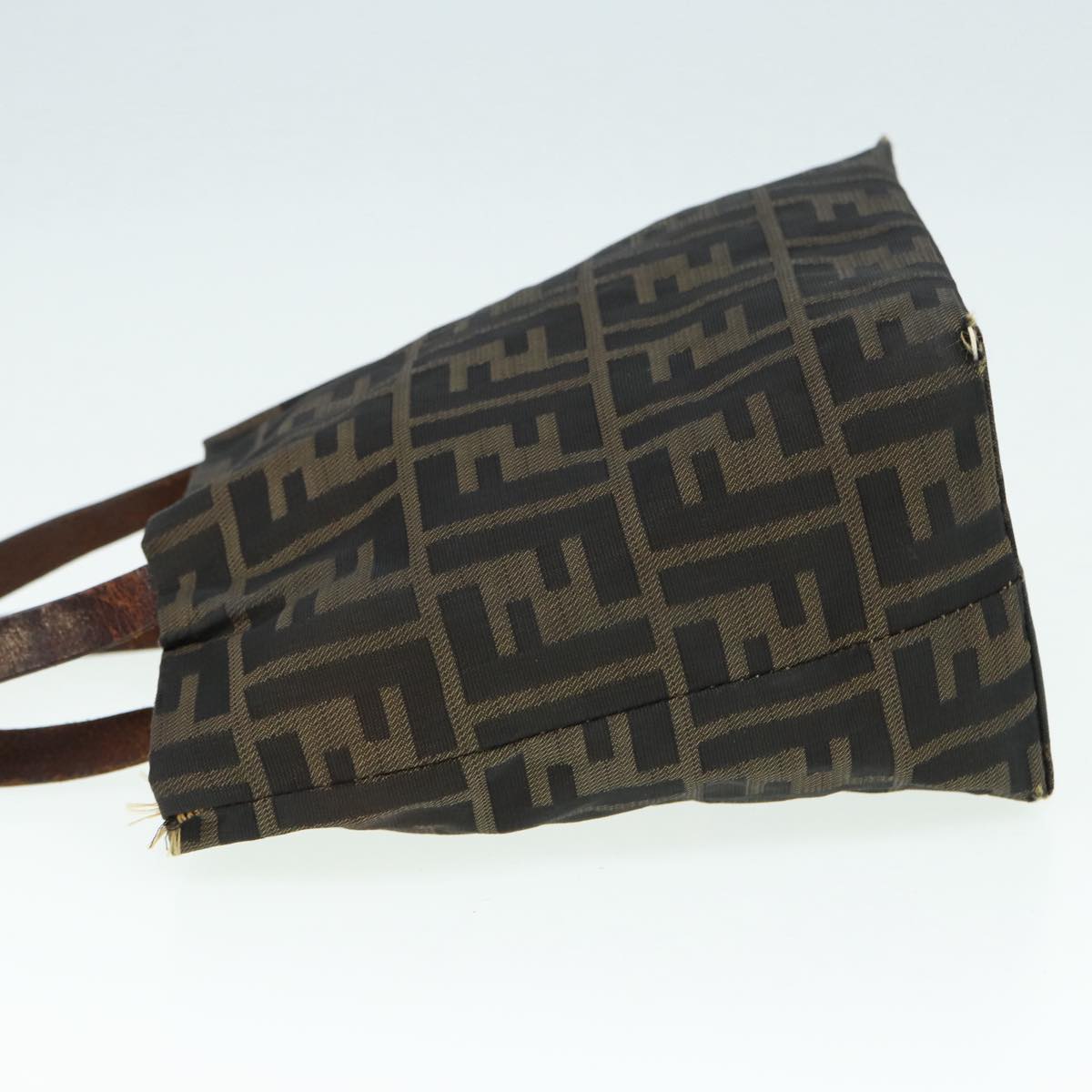 FENDI Zucca Canvas Hand Bag Brown Black Silver ep5241