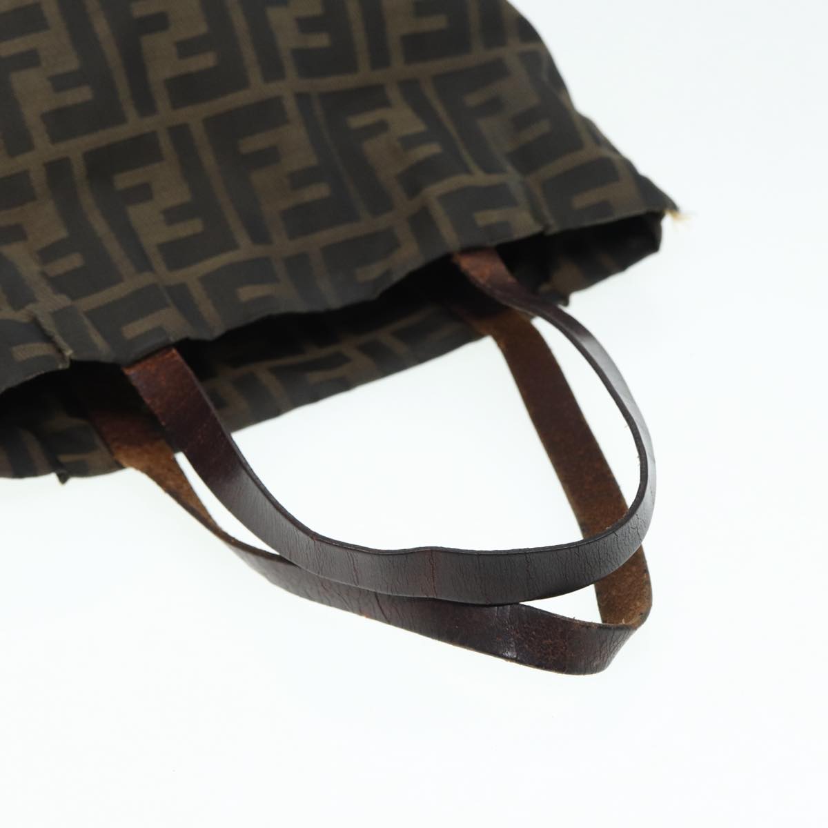 FENDI Zucca Canvas Hand Bag Brown Black Silver ep5241