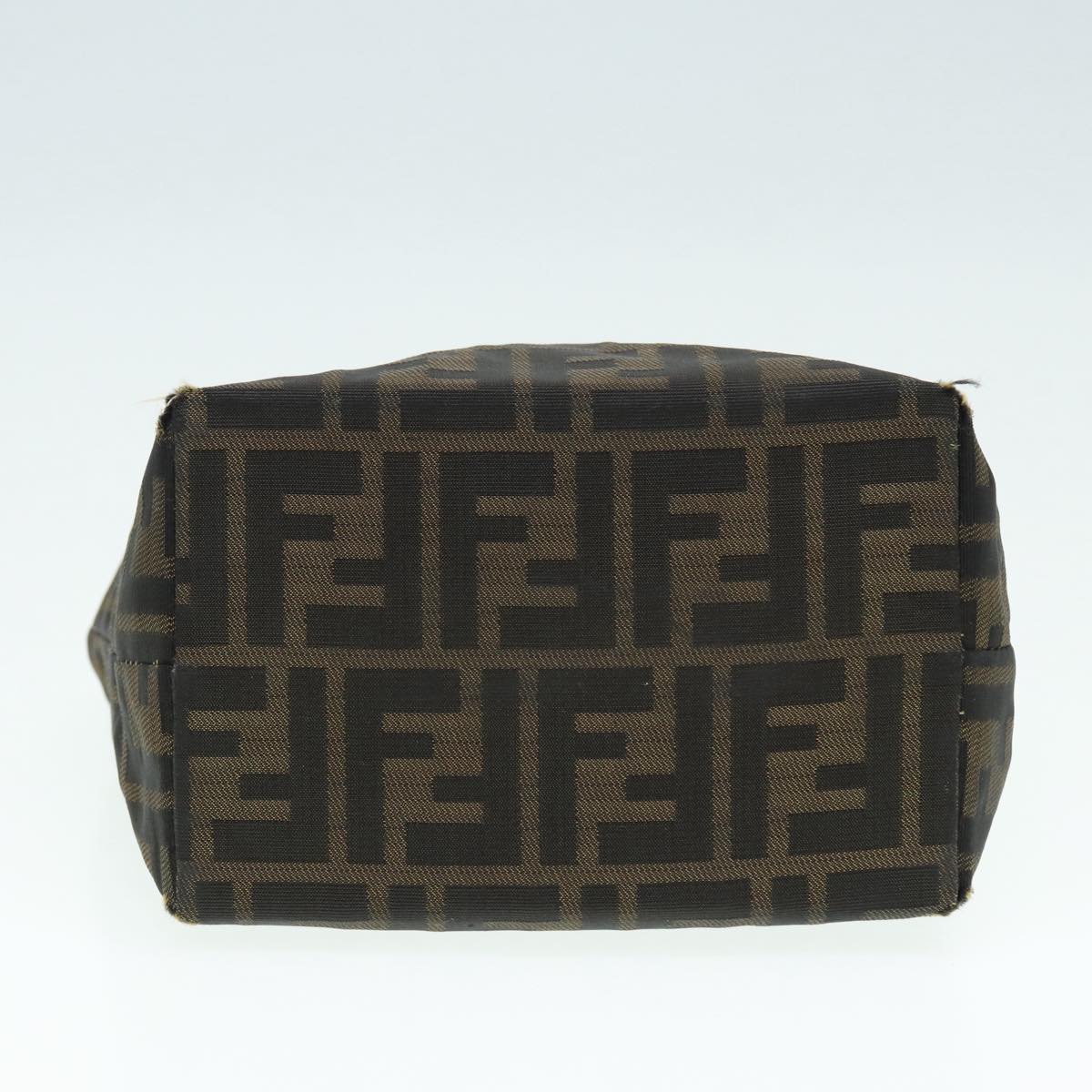 FENDI Zucca Canvas Hand Bag Brown Black Silver ep5241