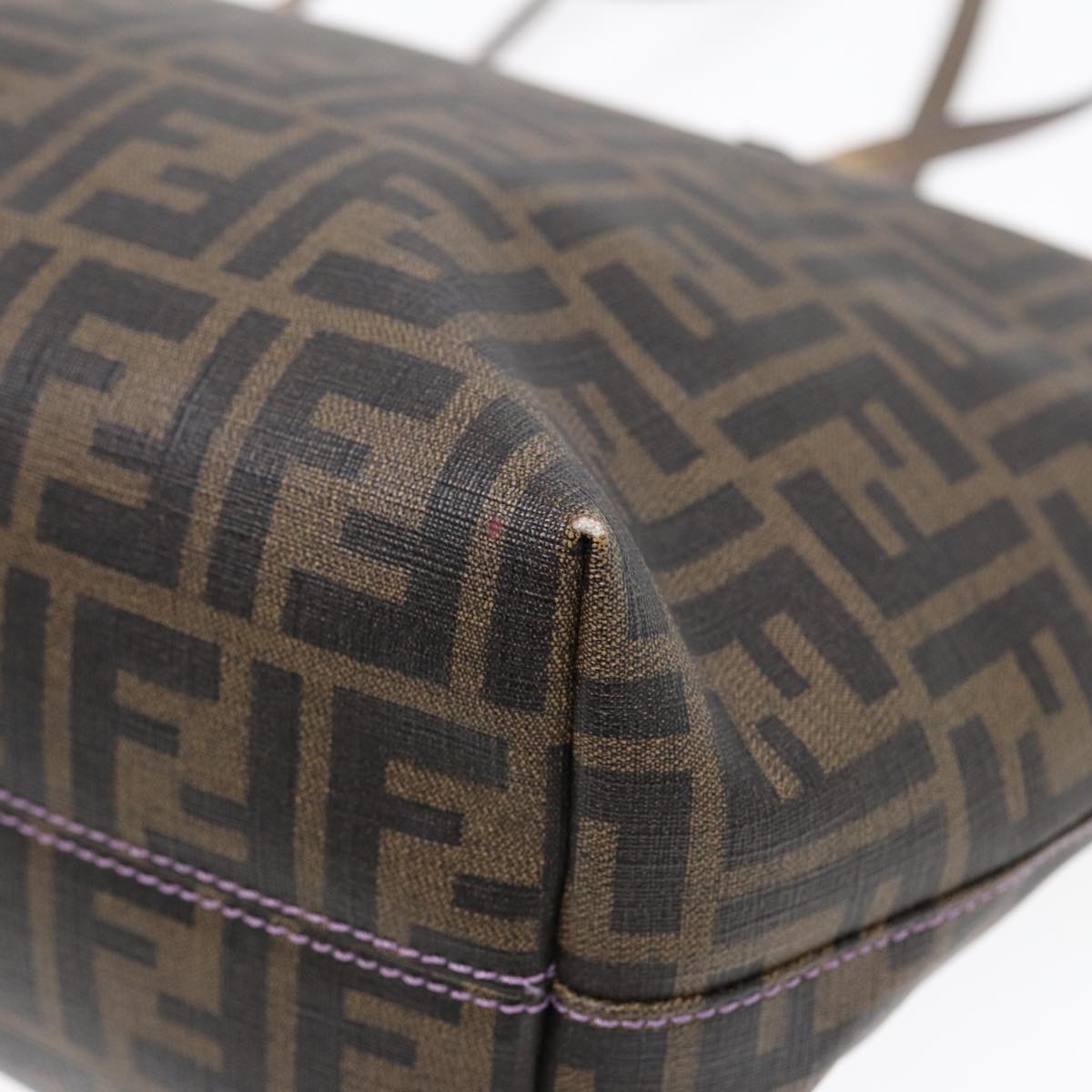 FENDI Zucca Canvas Tote Bag Brown Black gold ep5268