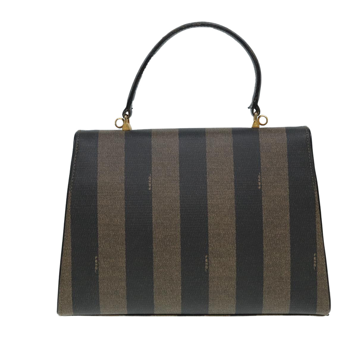 FENDI Pecan Canvas Hand Bag Brown Black gold ep5335