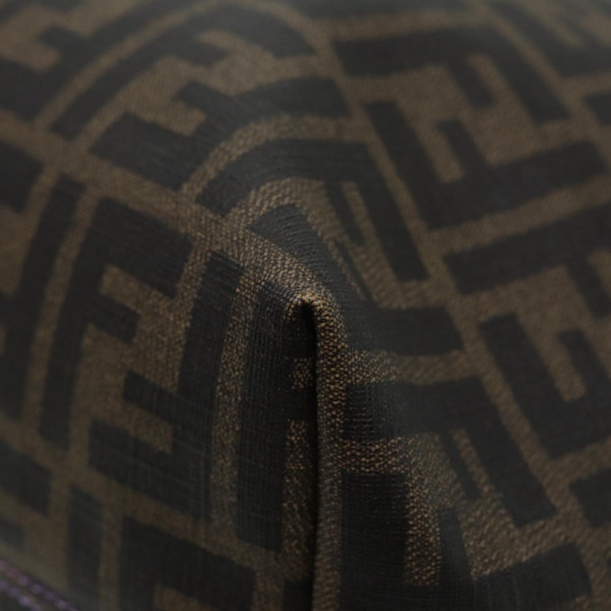 FENDI Zucca Canvas Tote Bag Brown Black gold ep5351