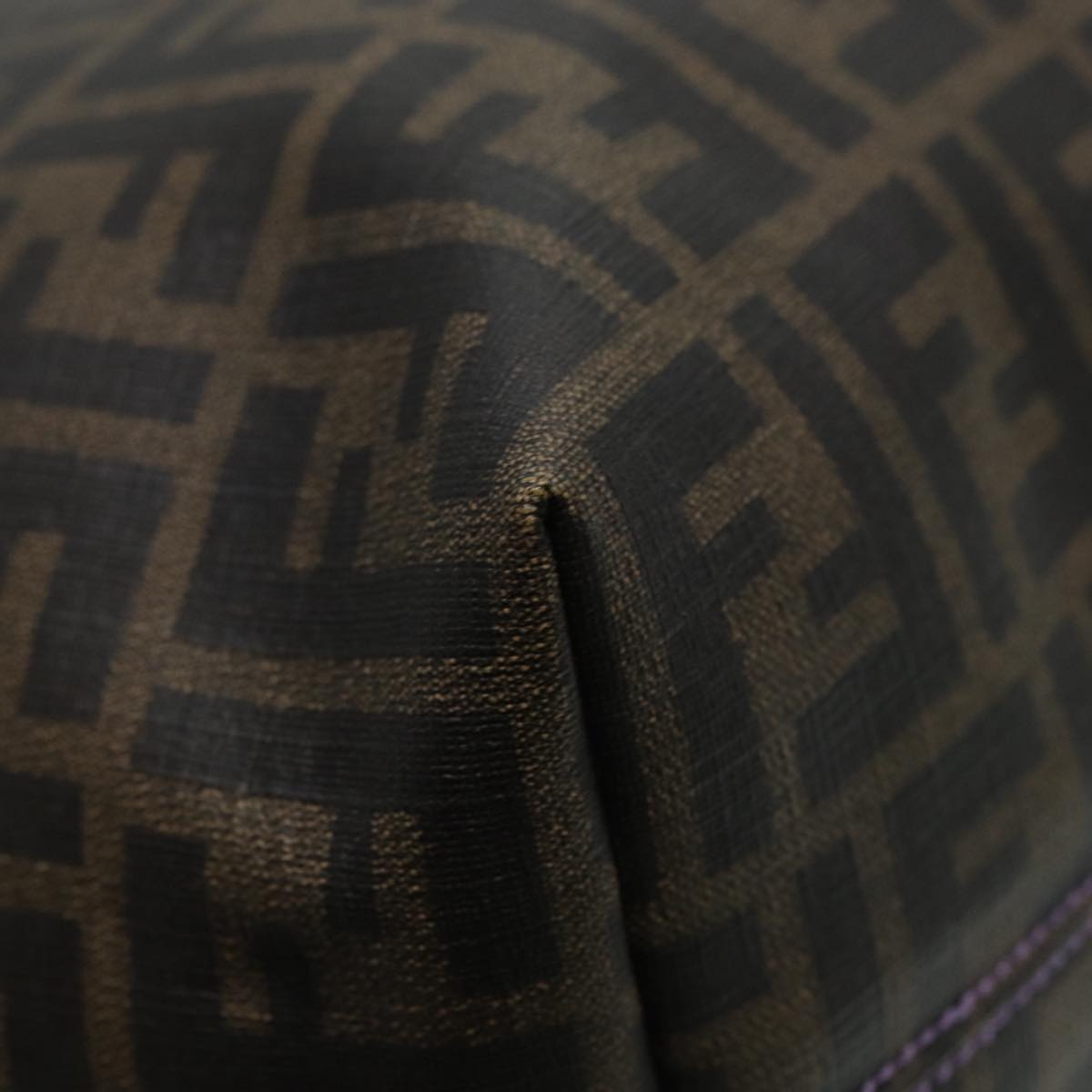 FENDI Zucca Canvas Tote Bag Brown Black gold ep5351
