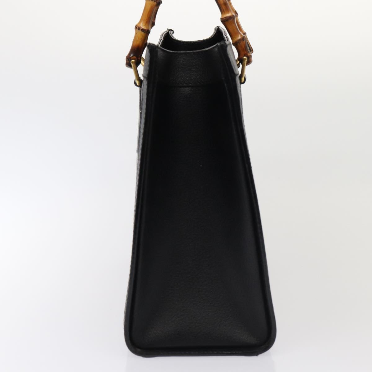 GUCCI Bamboo Hand Bag Leather Black Gold 002 1096 0260 ep5357