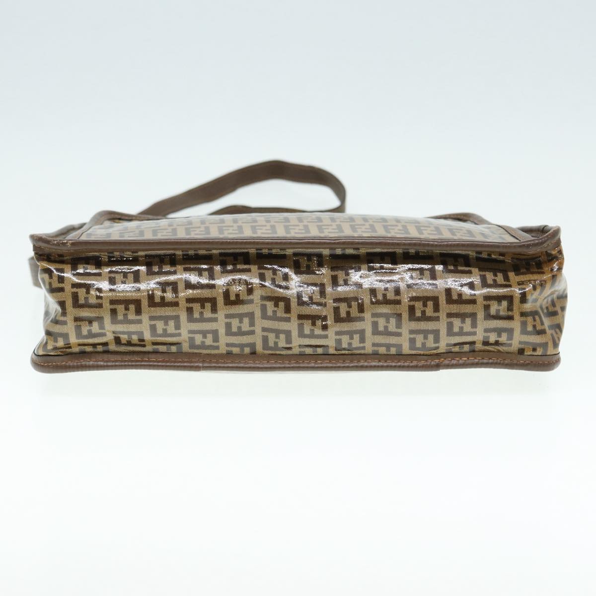 FENDI Zucchino Canvas Shoulder Bag Brown Gold ep5363