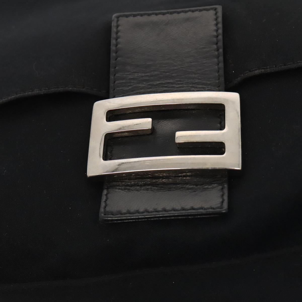 FENDI Mamma Baguette Shoulder Bag Nylon Black Silver ep5493