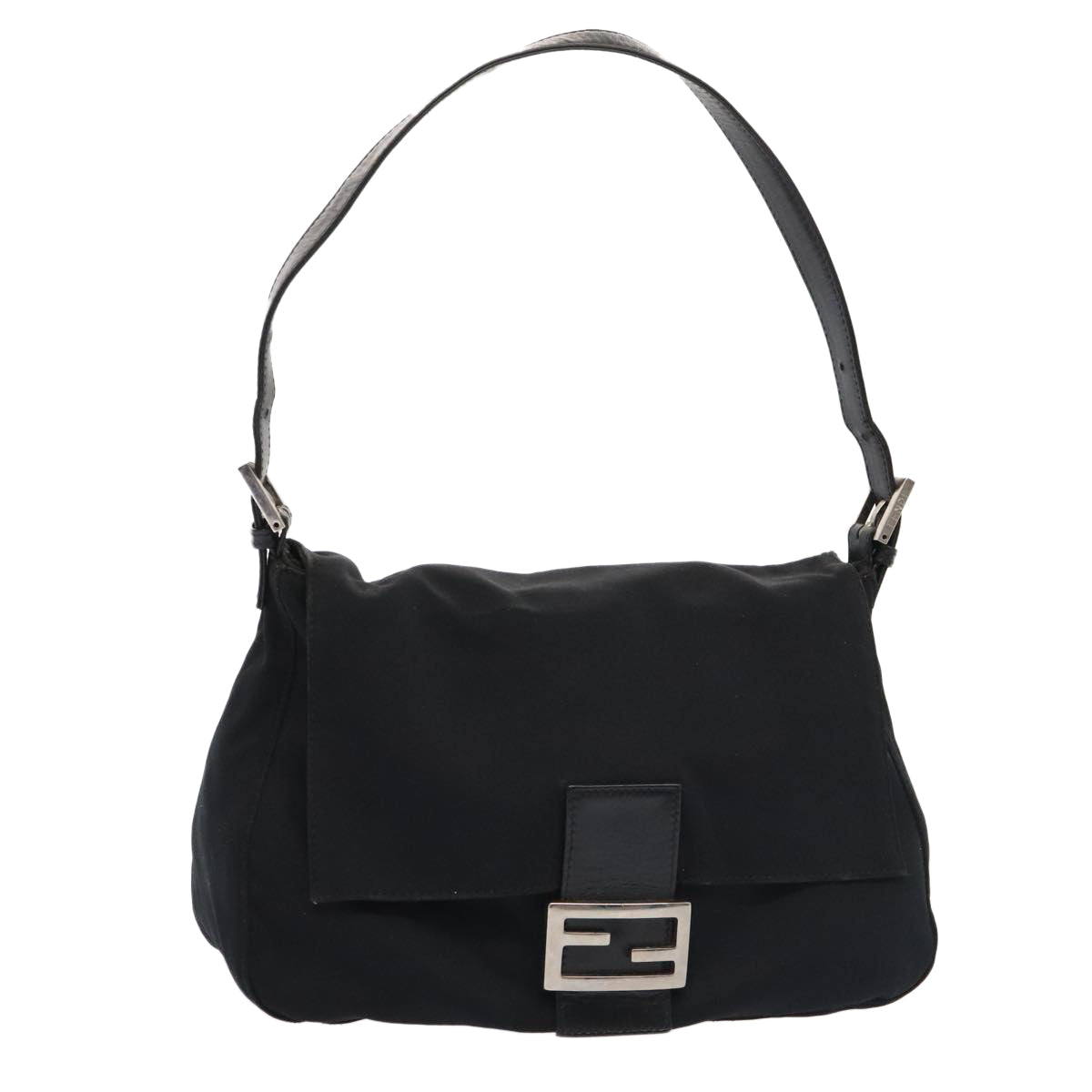 FENDI Mamma Baguette Shoulder Bag Nylon Black Silver ep5493