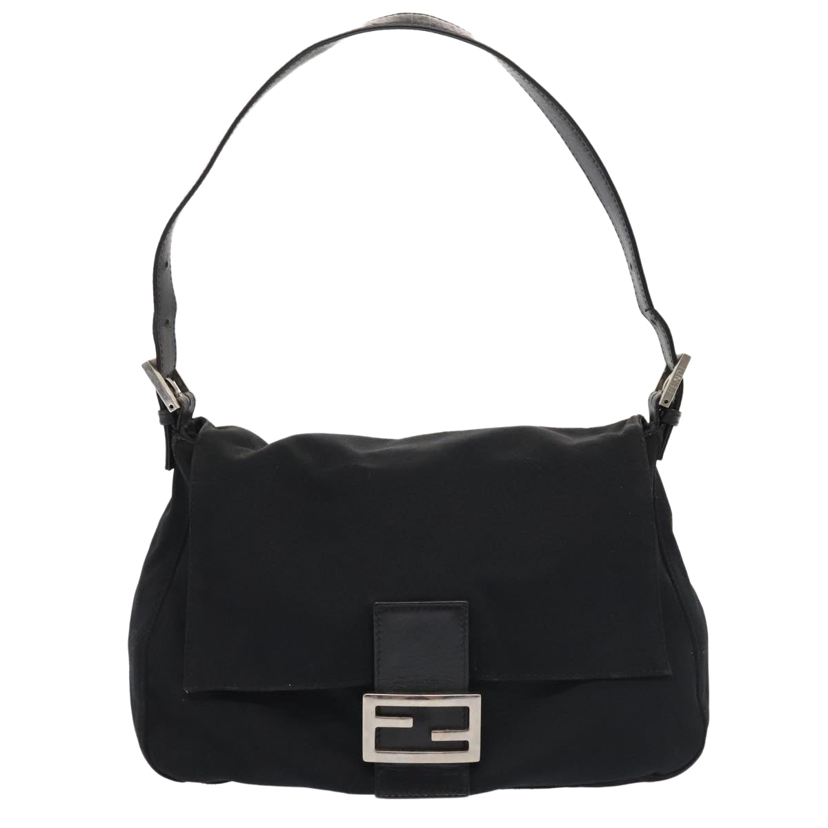 FENDI Mamma Baguette Shoulder Bag Nylon Black Silver ep5493