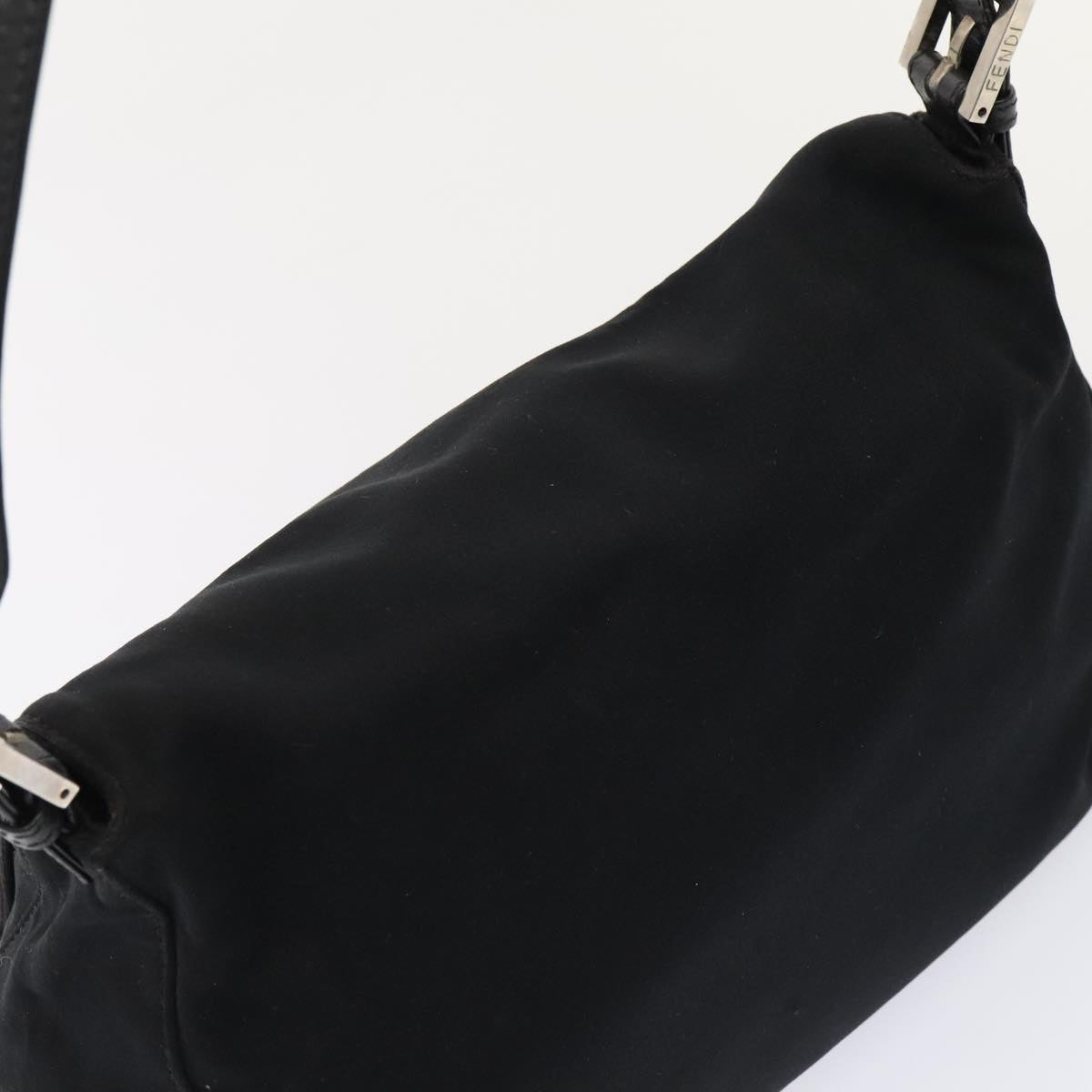 FENDI Mamma Baguette Shoulder Bag Nylon Black Silver ep5493