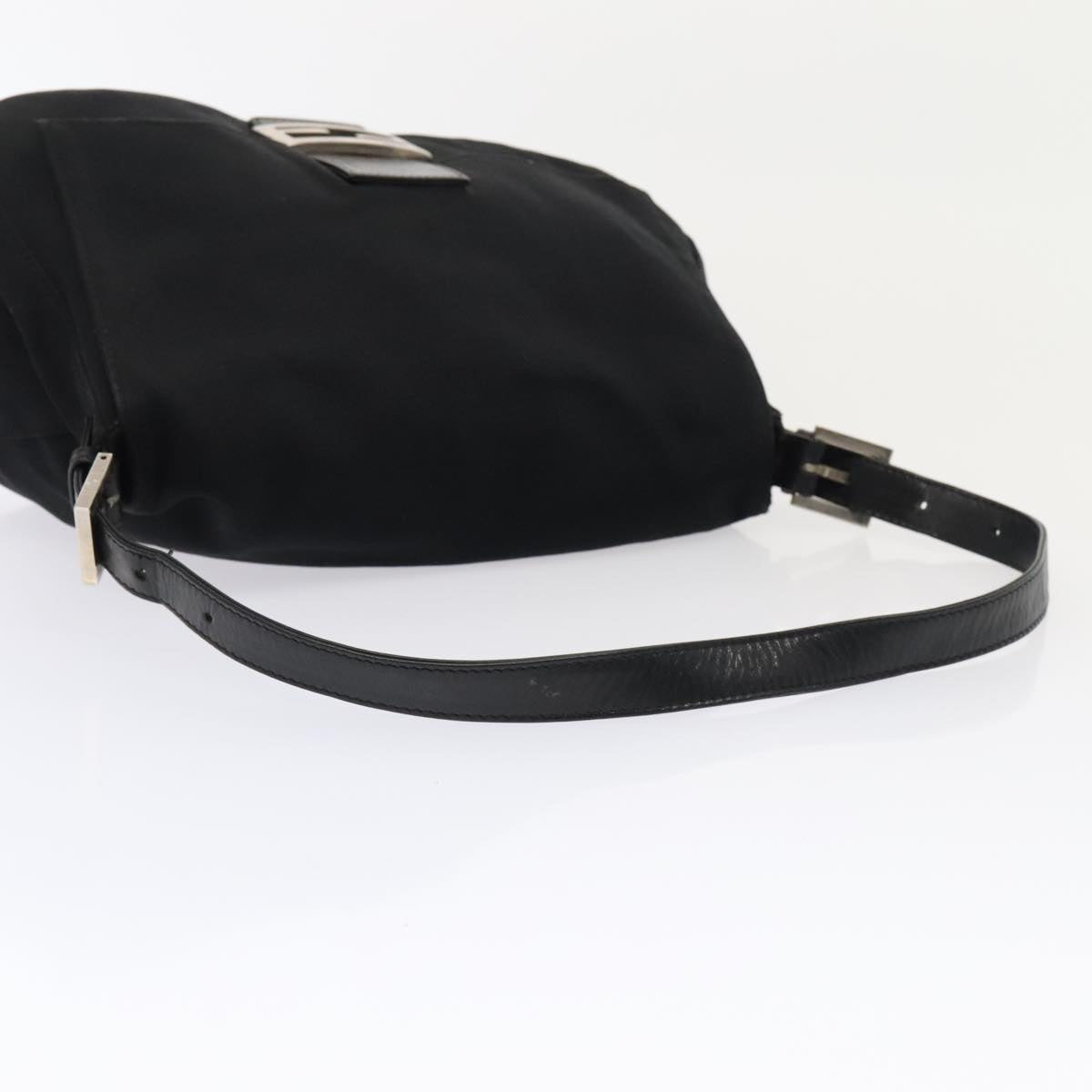 FENDI Mamma Baguette Shoulder Bag Nylon Black Silver ep5493
