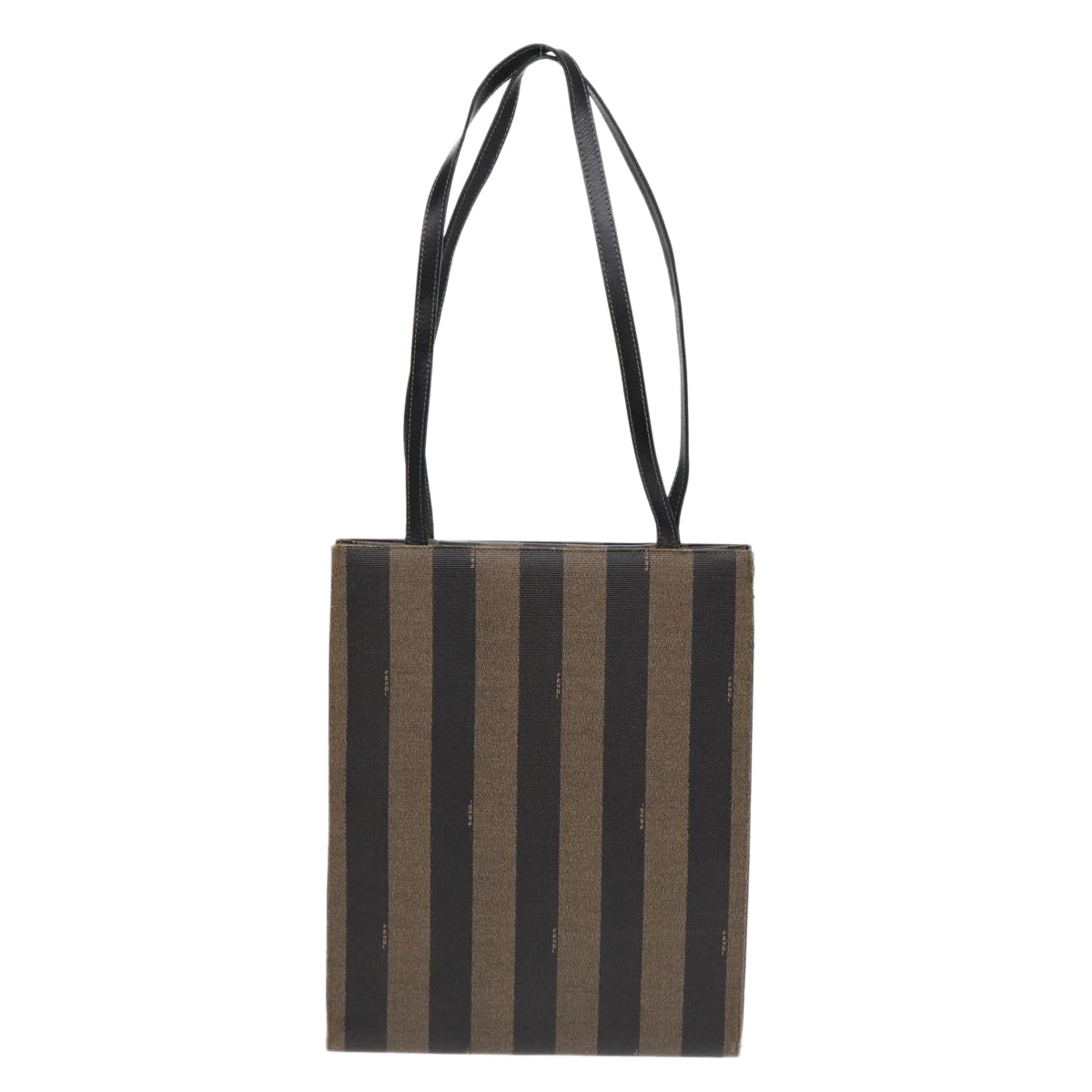 FENDI Pecan Canvas Tote Bag Brown Black gold ep5527
