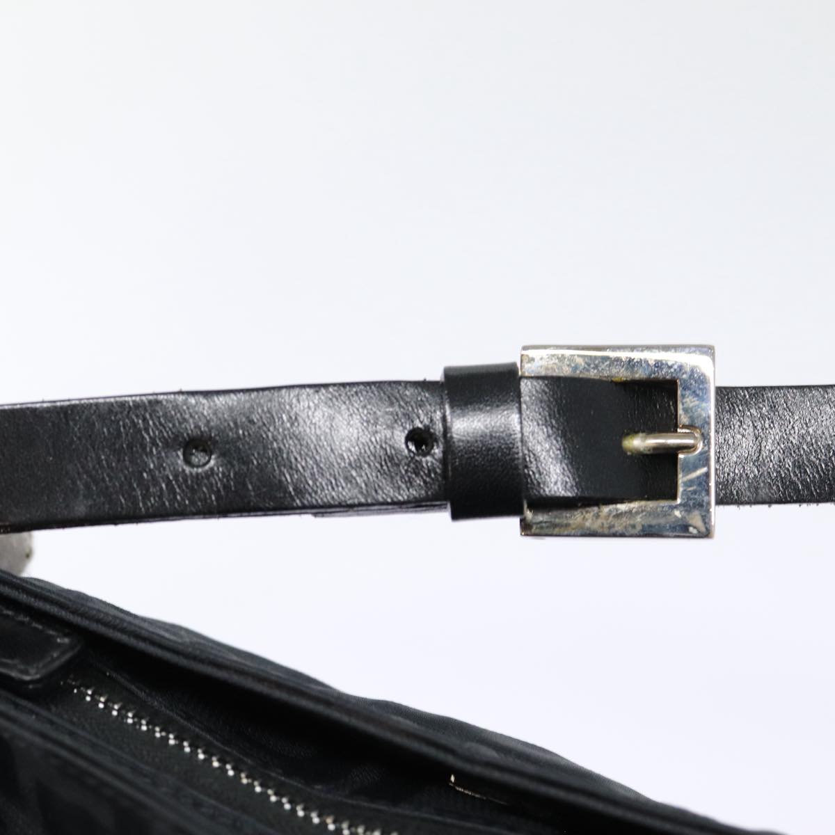 FENDI Zucca Canvas Shoulder Bag Black Silver ep5578