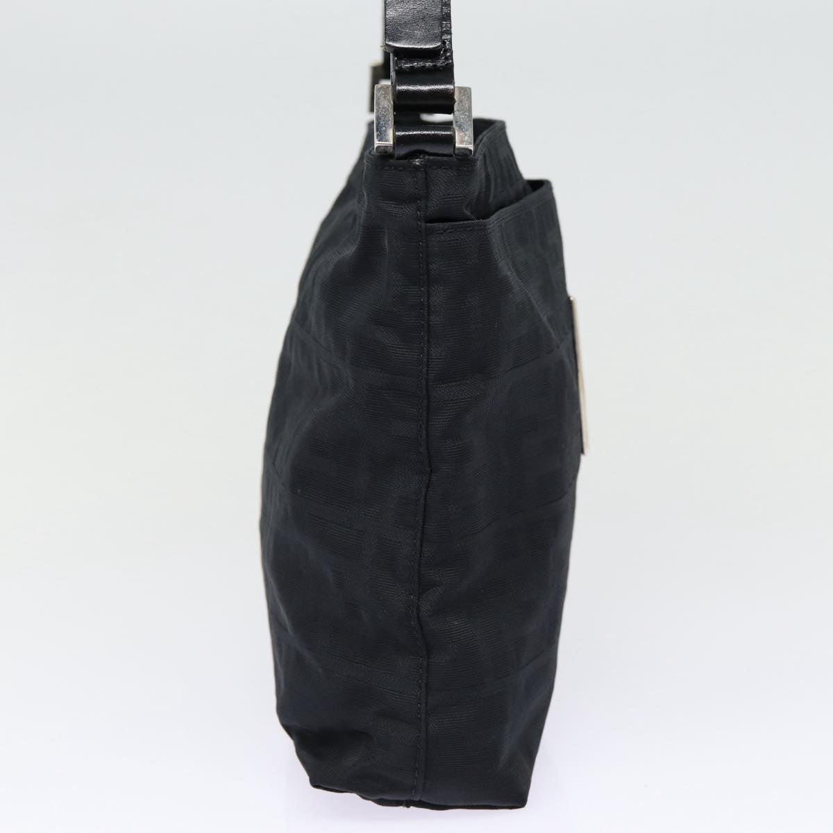 FENDI Zucca Canvas Shoulder Bag Black Silver ep5578