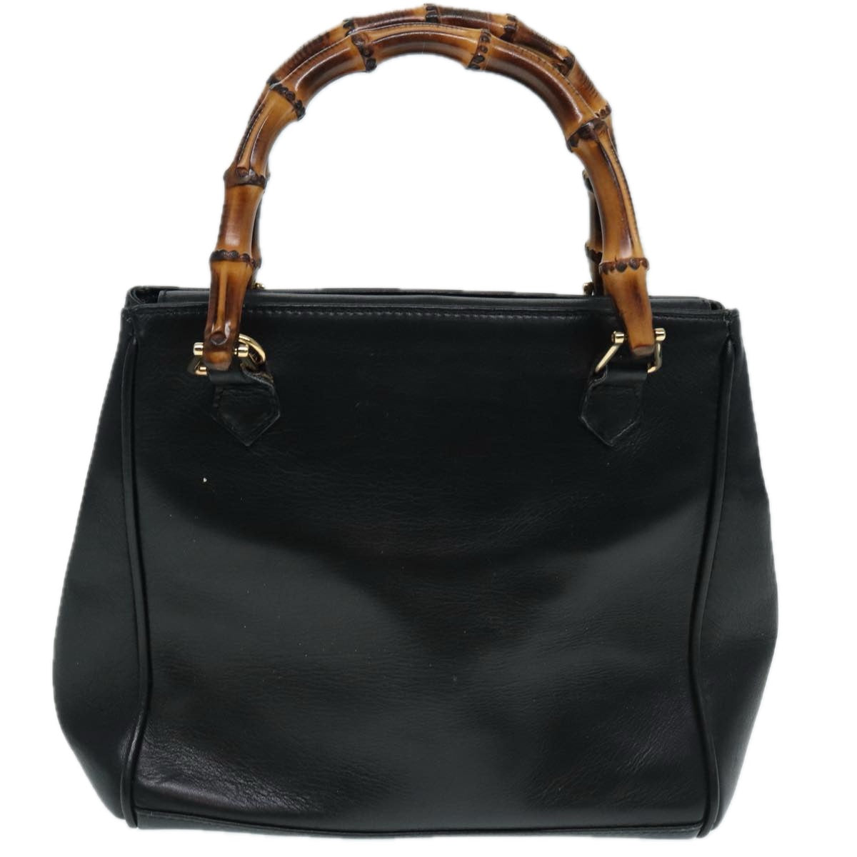GUCCI Bamboo Hand Bag Leather Outlet 2way Black Gold 000 122 0316 ep5685