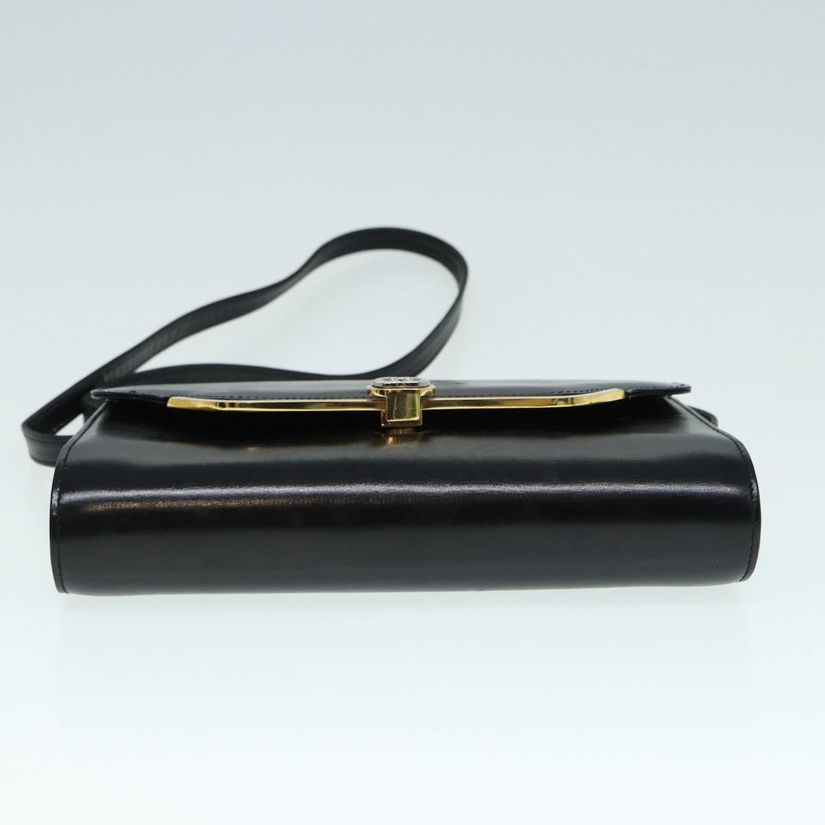 GUCCI Shoulder Bag Leather Black Gold ep5691