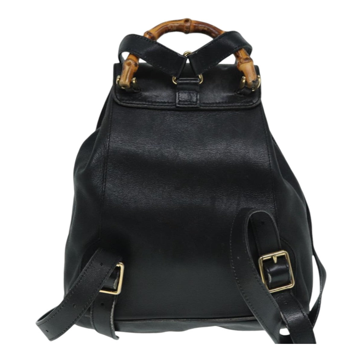 GUCCI Bamboo Backpack Leather Black Gold 003 2034 0030 ep5694