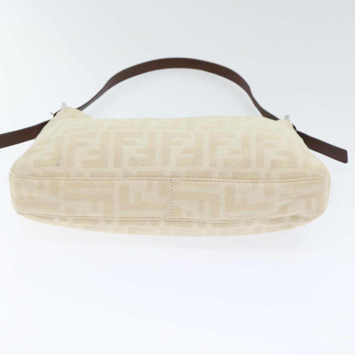 FENDI Zucca Canvas Shoulder Bag Beige Brown Silver ep5724