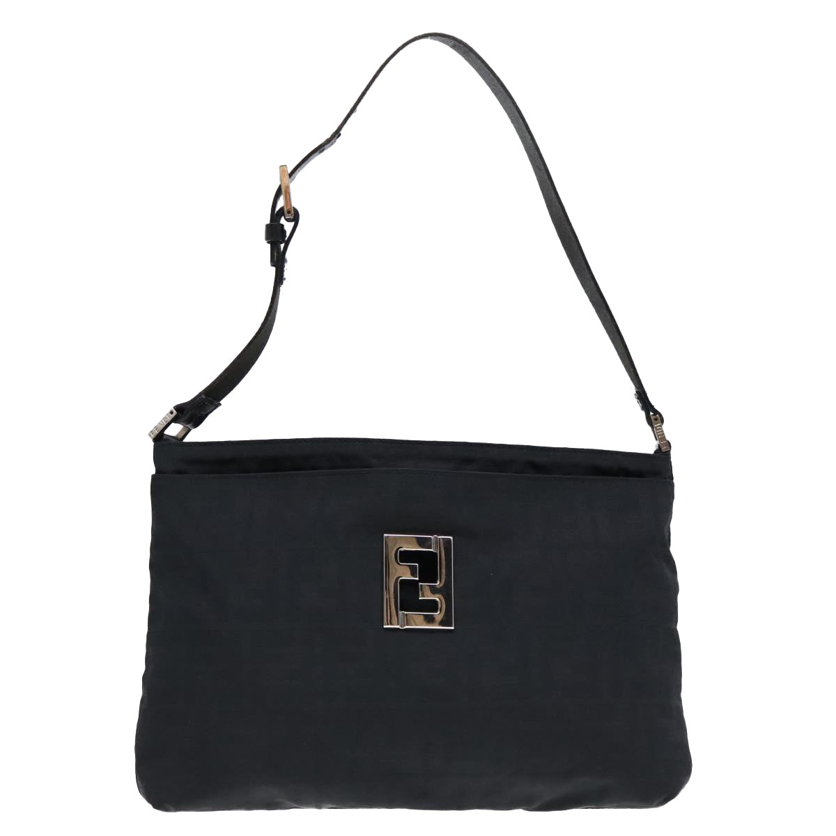 FENDI Zucca Canvas Shoulder Bag Silver Black ep5725