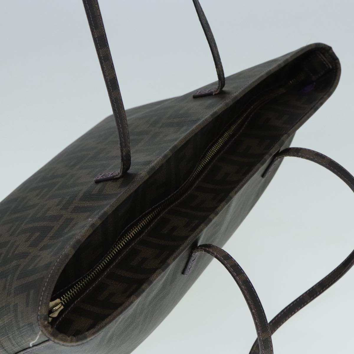 FENDI Zucca Canvas Tote Bag Brown Black Silver ep5784