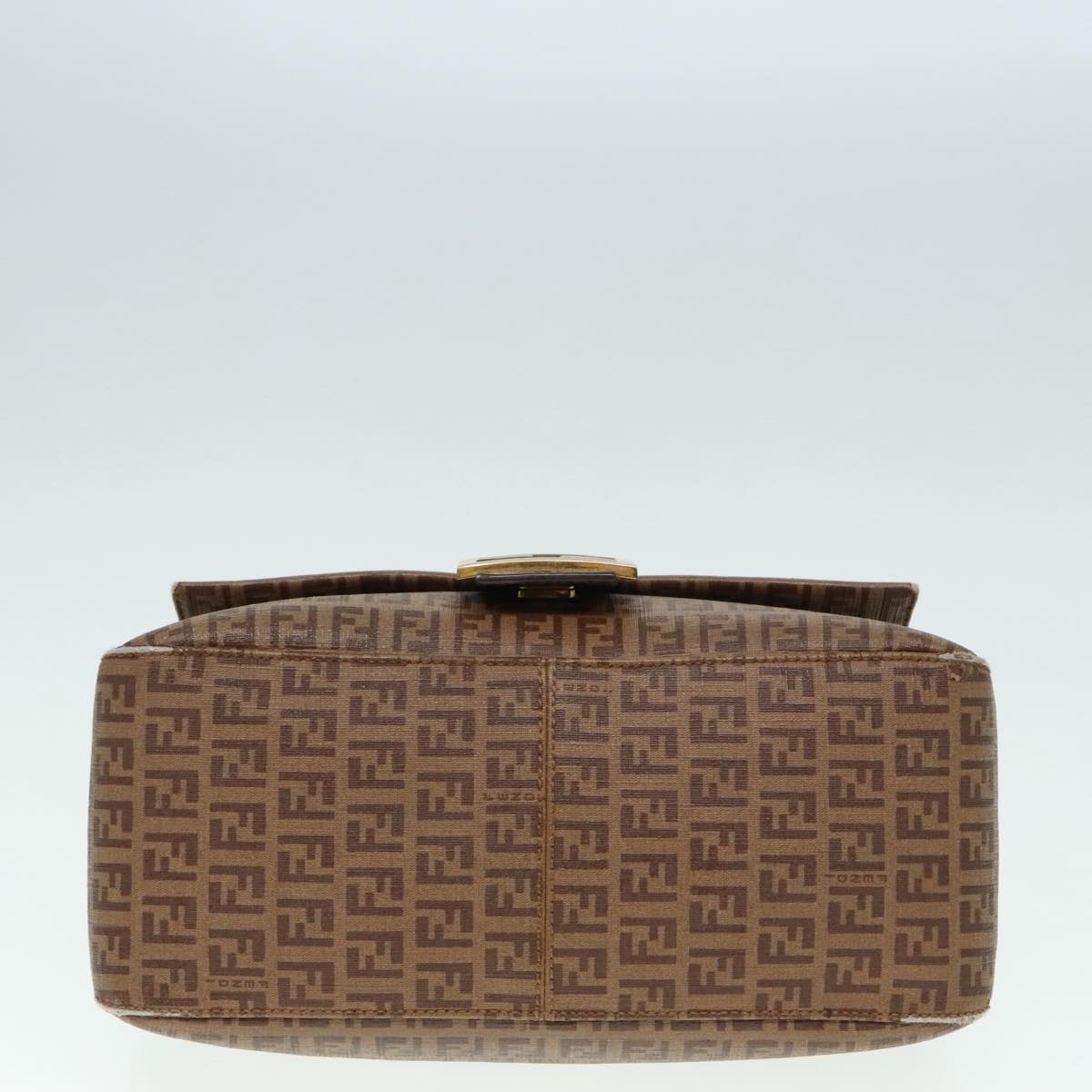 FENDI Zucchino Canvas Mamma Baguette Shoulder Bag Brown Gold ep5786