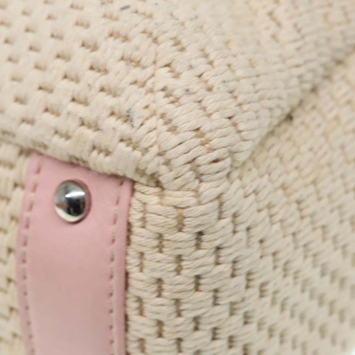 CHANEL Hand Bag Cotton Silver Beige CC ep5901
