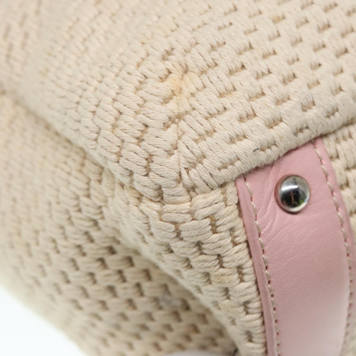 CHANEL Hand Bag Cotton Silver Beige CC ep5901