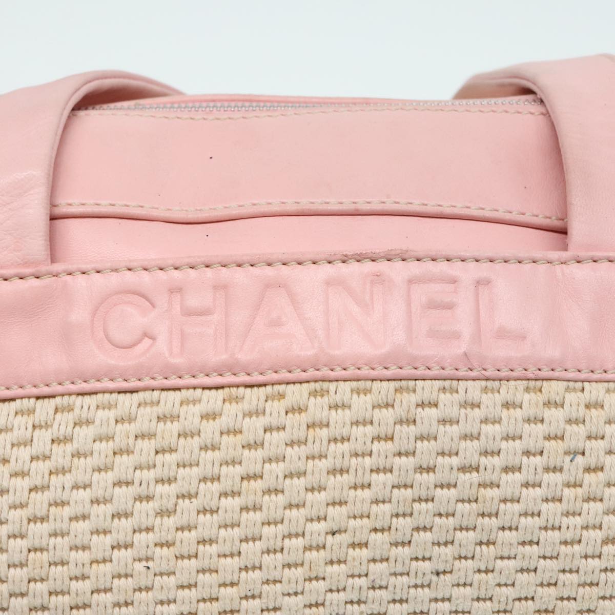 CHANEL Hand Bag Cotton Silver Beige CC ep5901
