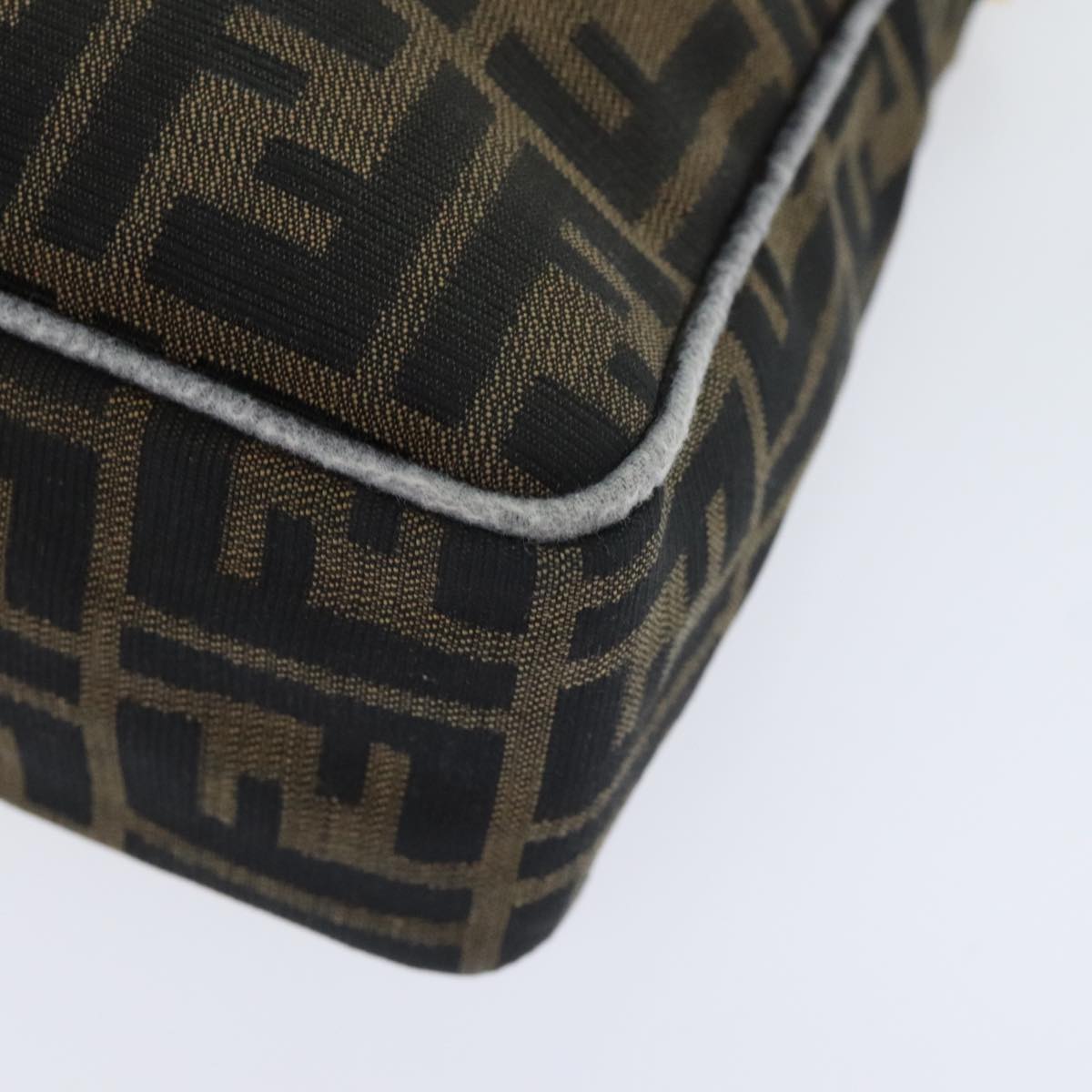 FENDI Zucca Canvas Shoulder Bag Brown Black Gold ep5919