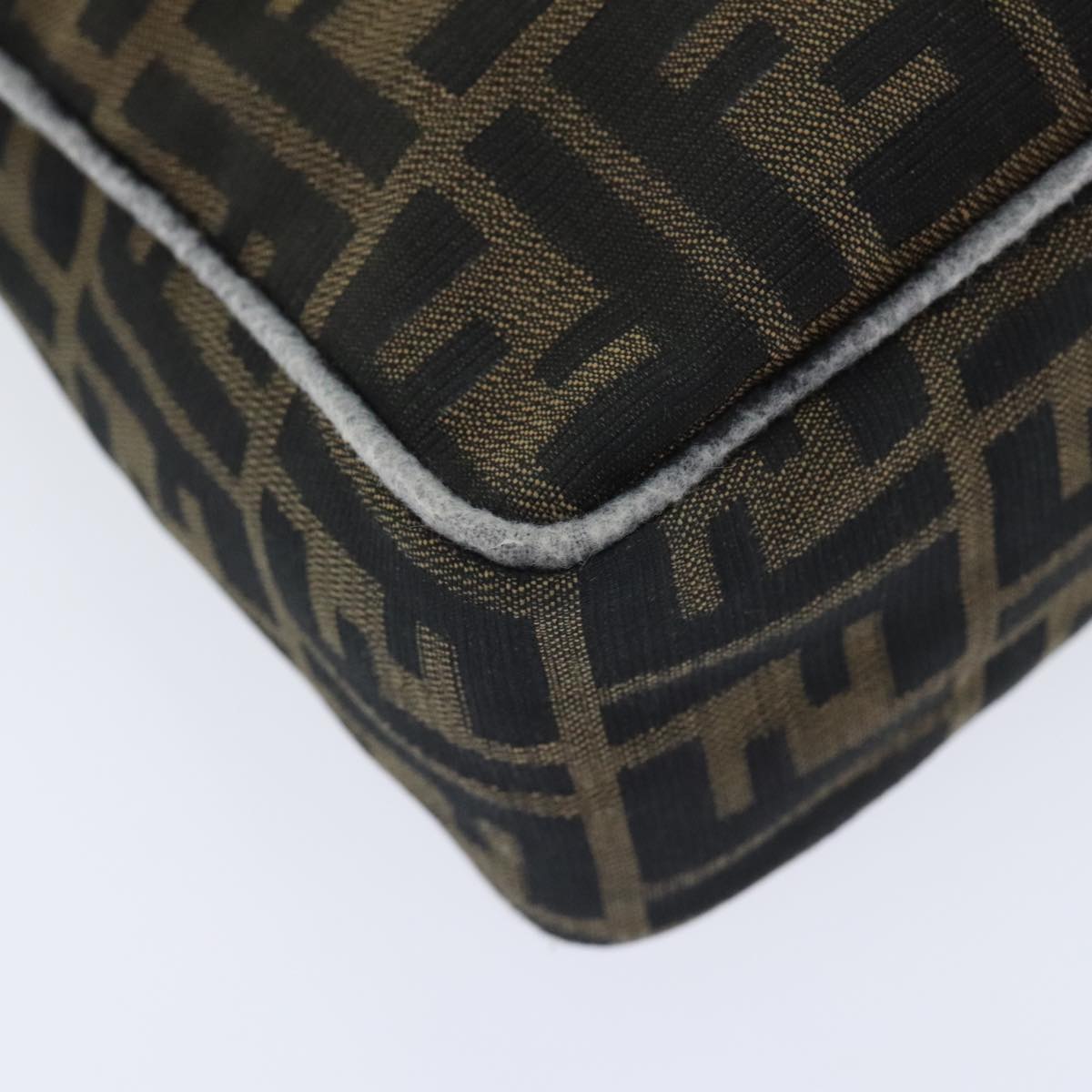 FENDI Zucca Canvas Shoulder Bag Brown Black Gold ep5919