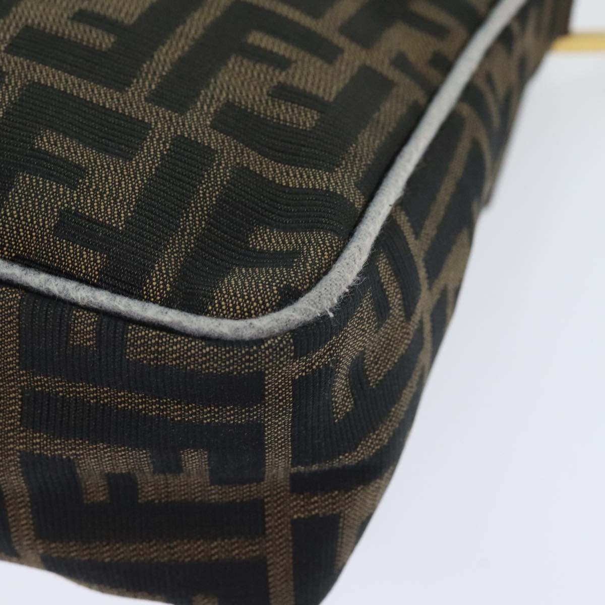 FENDI Zucca Canvas Shoulder Bag Brown Black Gold ep5919