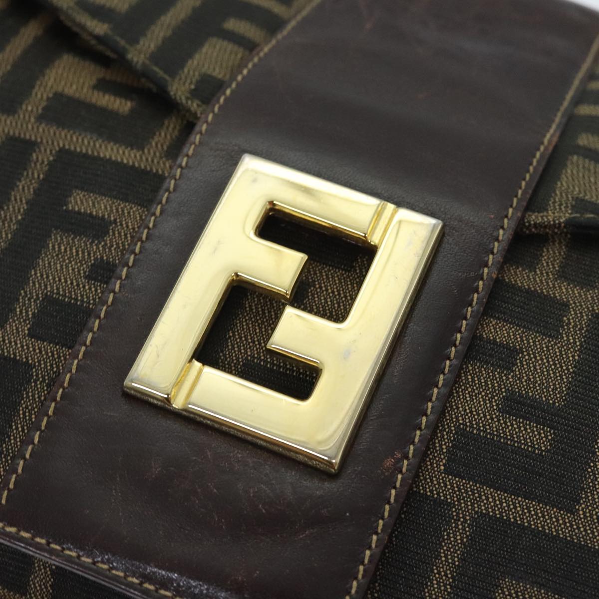 FENDI Zucca Canvas Shoulder Bag Brown Black Gold ep5919