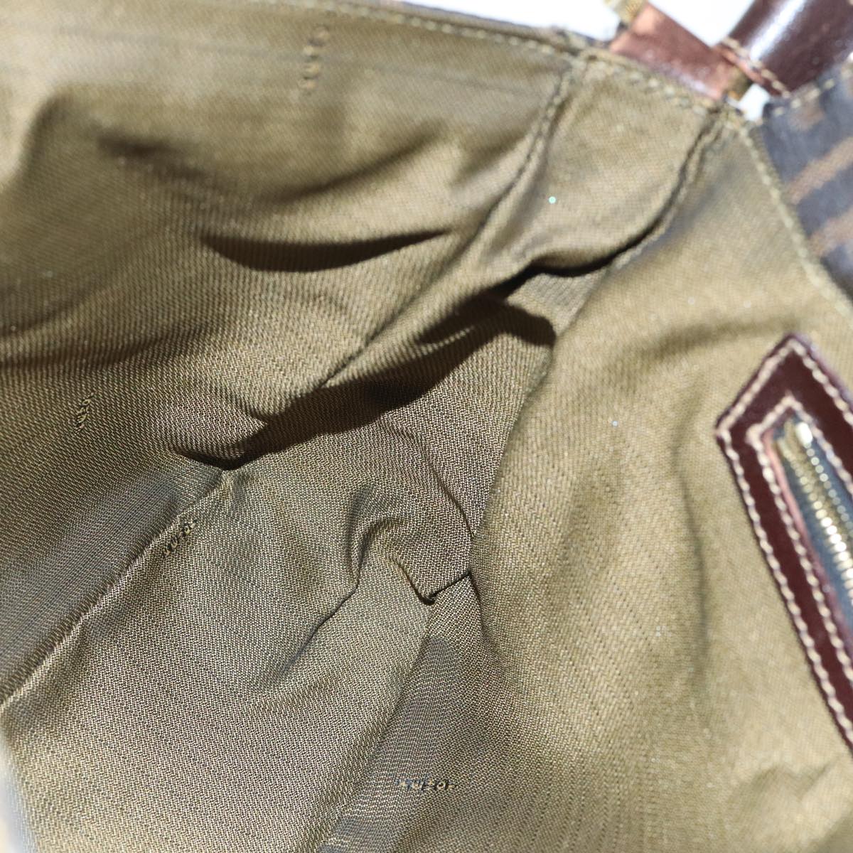 FENDI Zucca Canvas Shoulder Bag Brown Black Gold ep5919