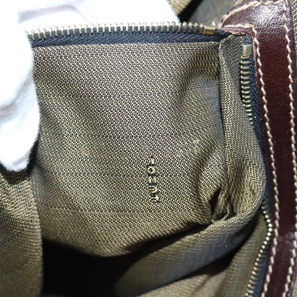 FENDI Zucca Canvas Shoulder Bag Brown Black Gold ep5919