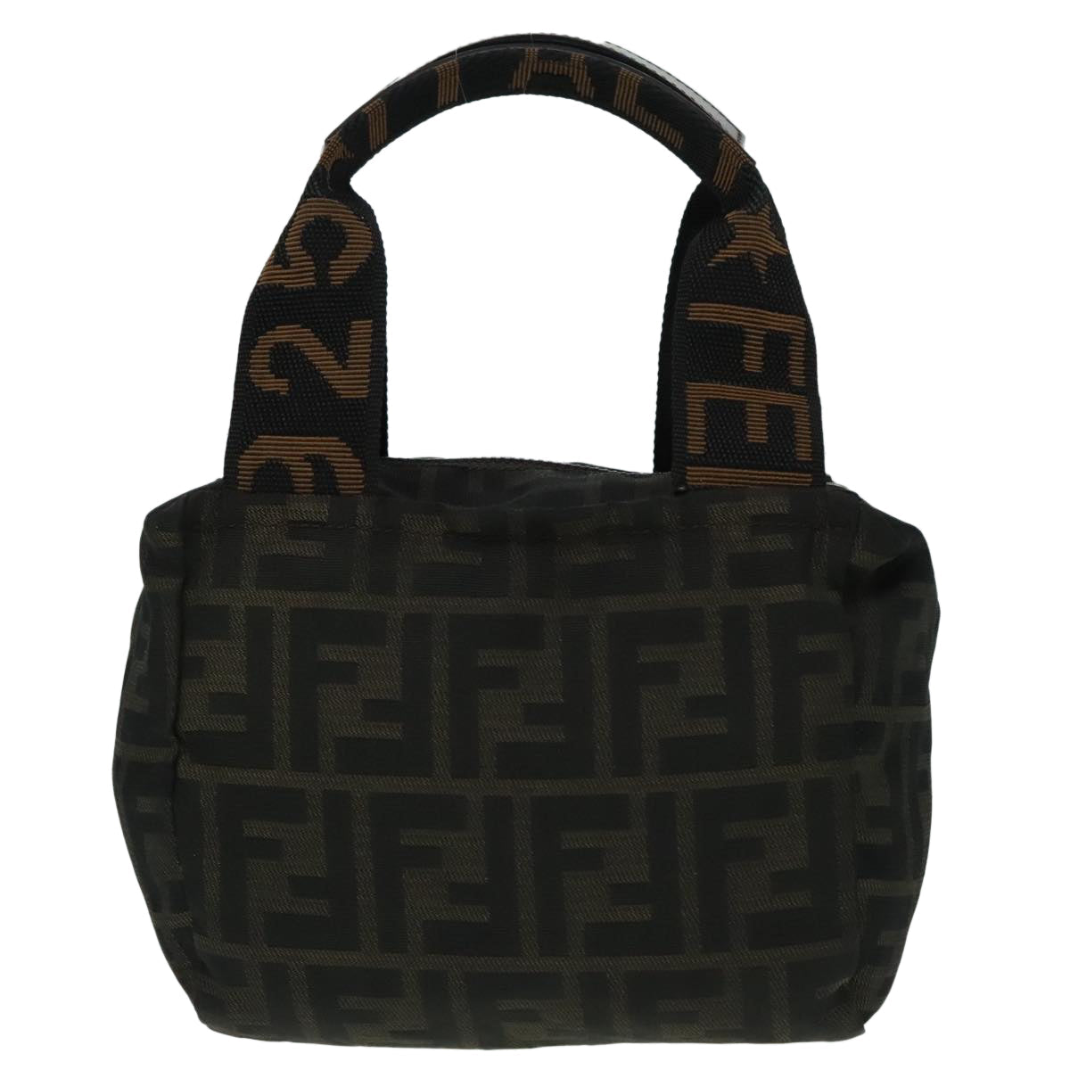 FENDI Zucca Canvas Hand Bag Brown Black ep5977