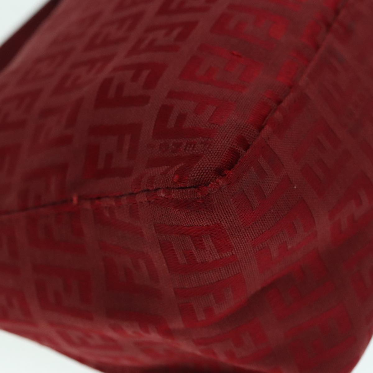FENDI Zucchino Canvas Hand Bag Red Silver ep5978