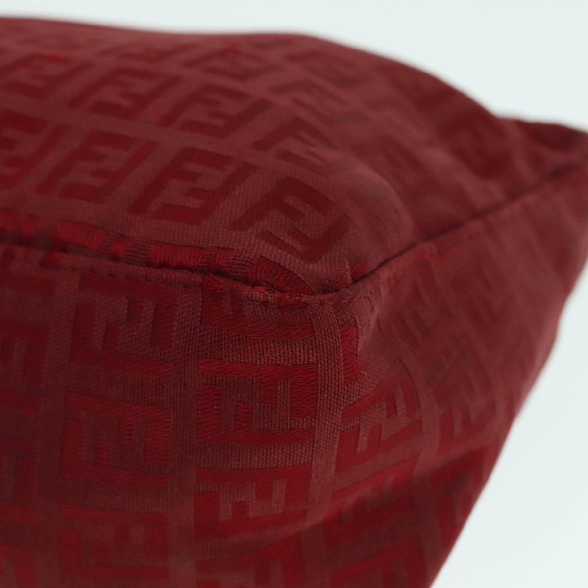 FENDI Zucchino Canvas Hand Bag Red Silver ep5978